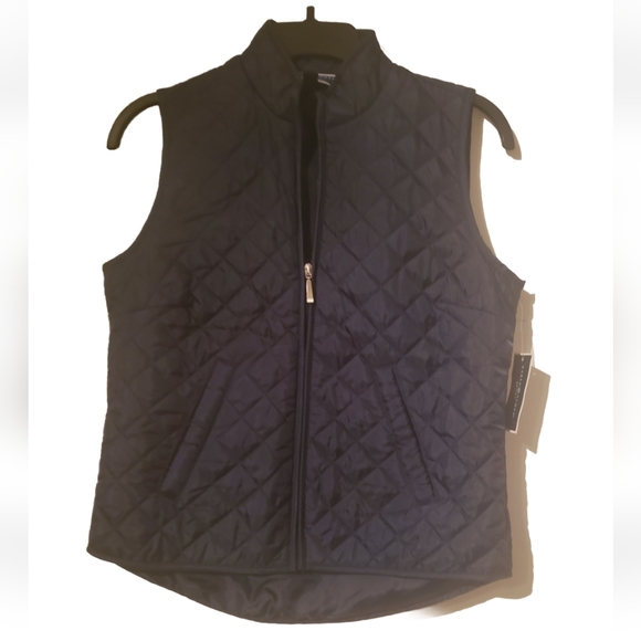 Karen Scott Petite Navy Quilted Sleeveless Winter Sport Vest PP - Picture 3 of 5